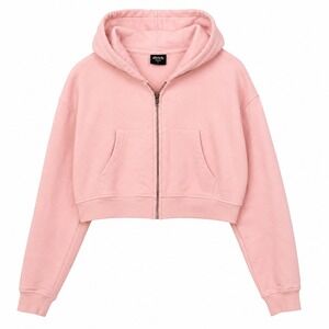 Ditch‎ LA Women Pink Cropped Full Zip Hoodie Sweatshirt Medium Cotton